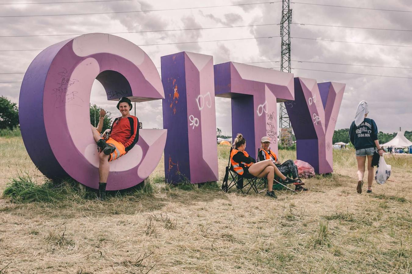 City sign at Roskilde Festival in Copenhagen