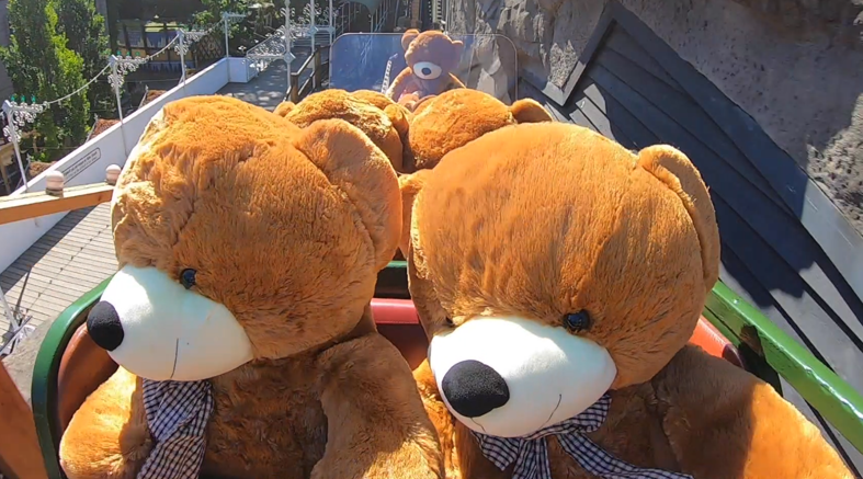 Teddy bears in roller coasters