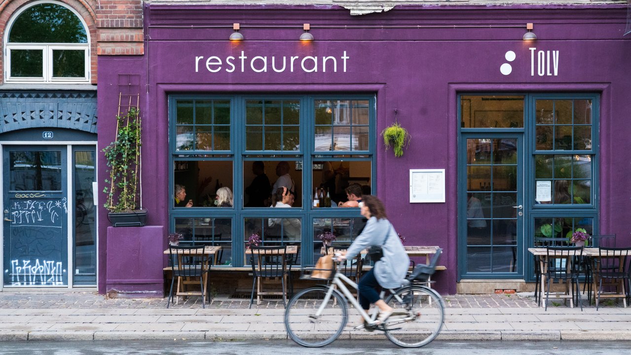 Bike in front of restaurant tolv in Copenhagen