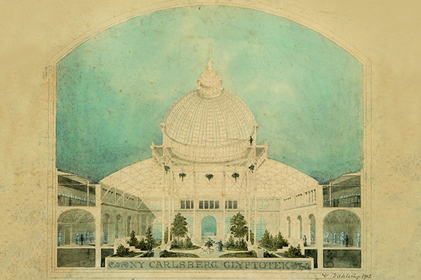 Ny Carlsberg Glyptotek Turns 125 - drawing of the venue by Dahlerup in 1903
