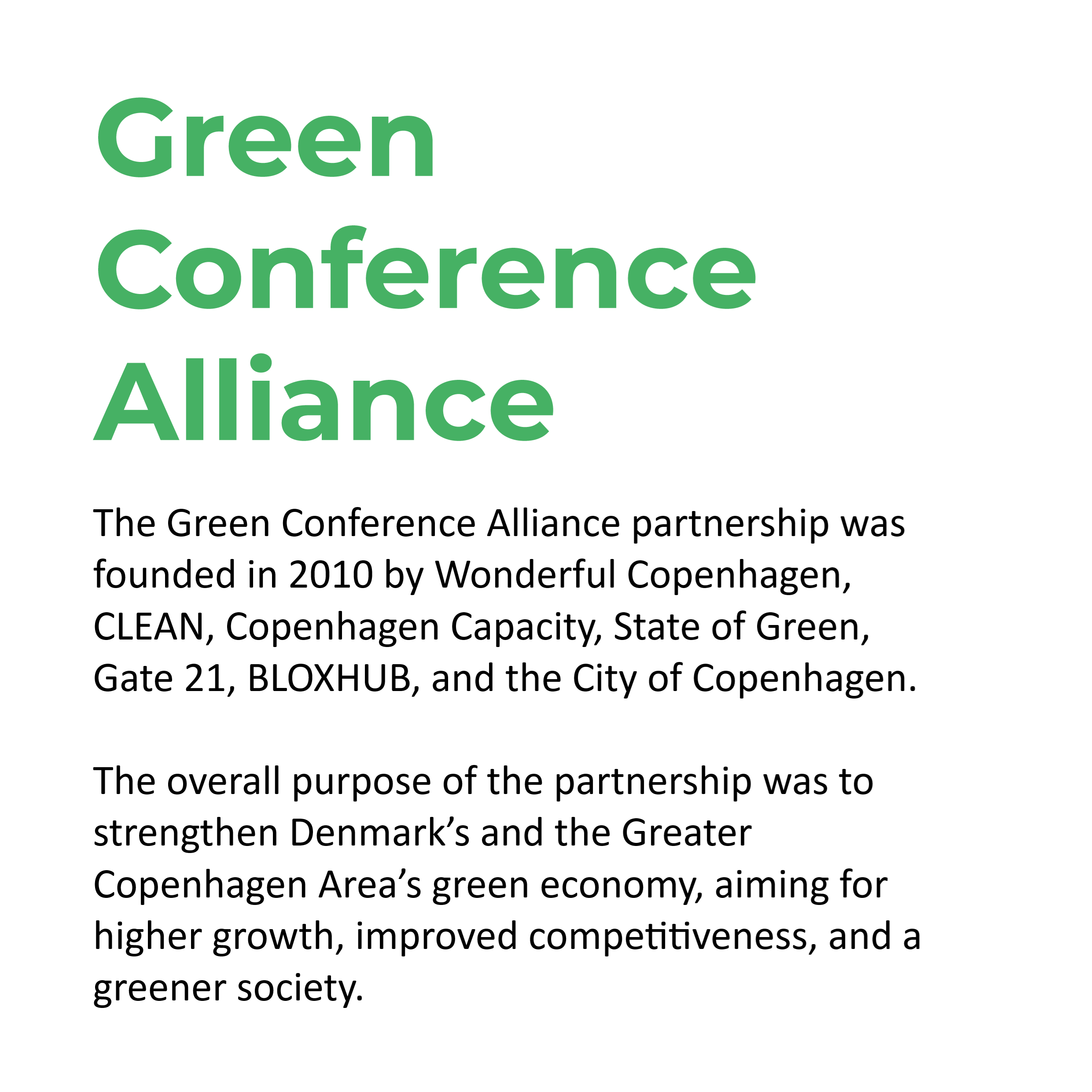 Green Conference Alliance med beskrivelse