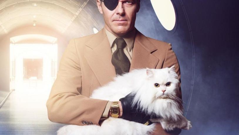 Mysterious man with white cat