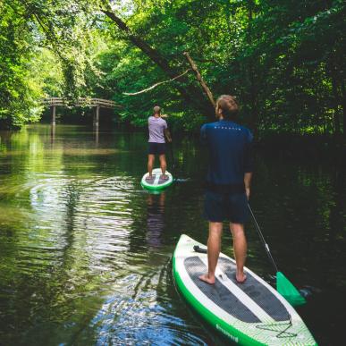 Mølleåen on a SUP board