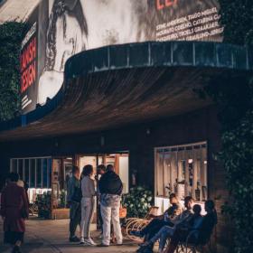 The Bellevue theatre at night