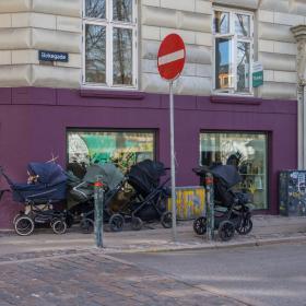 Strollers outside Bette